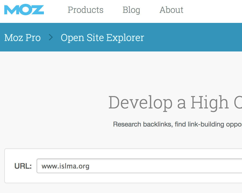 query view of backlinks search at moz.com